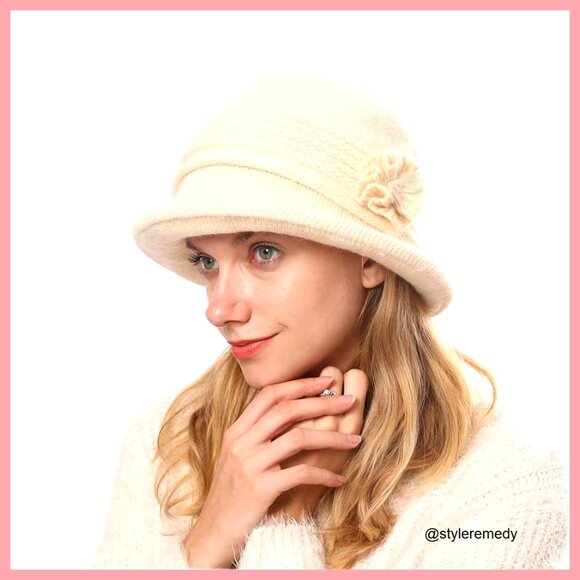 Vintage Cloche Bucket Hat, 85% Acrylic 15% Rabbit Hair, Crushable main image 7